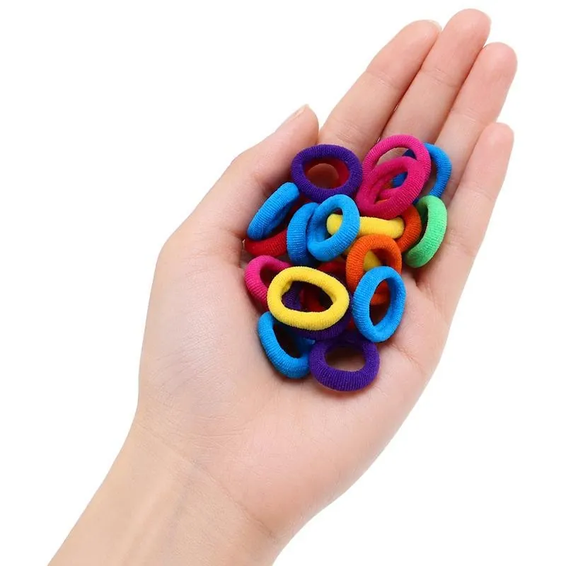 Hair Elastic Ties Ø2cm (Metal Free Fabric) 100pk/Tube - Mixed Colour Packs – image 2