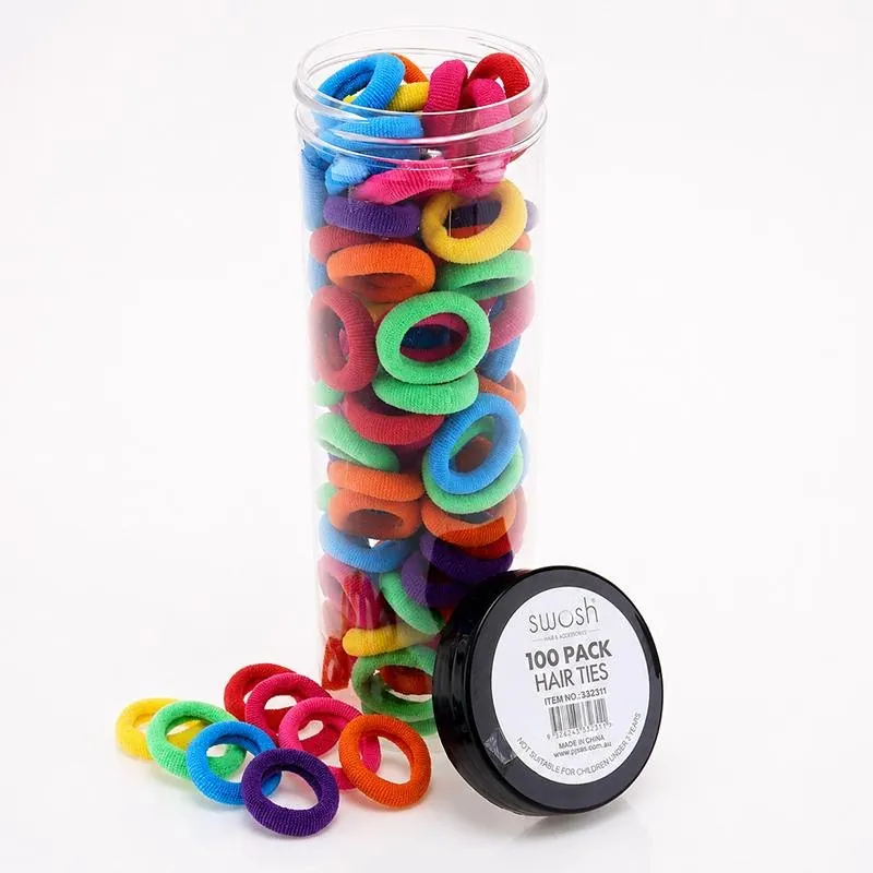 Hair Elastic Ties Ø2cm (Metal Free Fabric) 100pk/Tube - Mixed Colour Packs – image 3