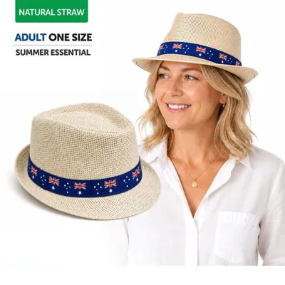 Australian Design Adult Straw Fedora Hat