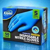 Gloves Powder Free Disposable - Nitrile - Blue - Small 50pk (Length 240mm X Palm Width 85mm X Thickness 0.10mm) – image 3