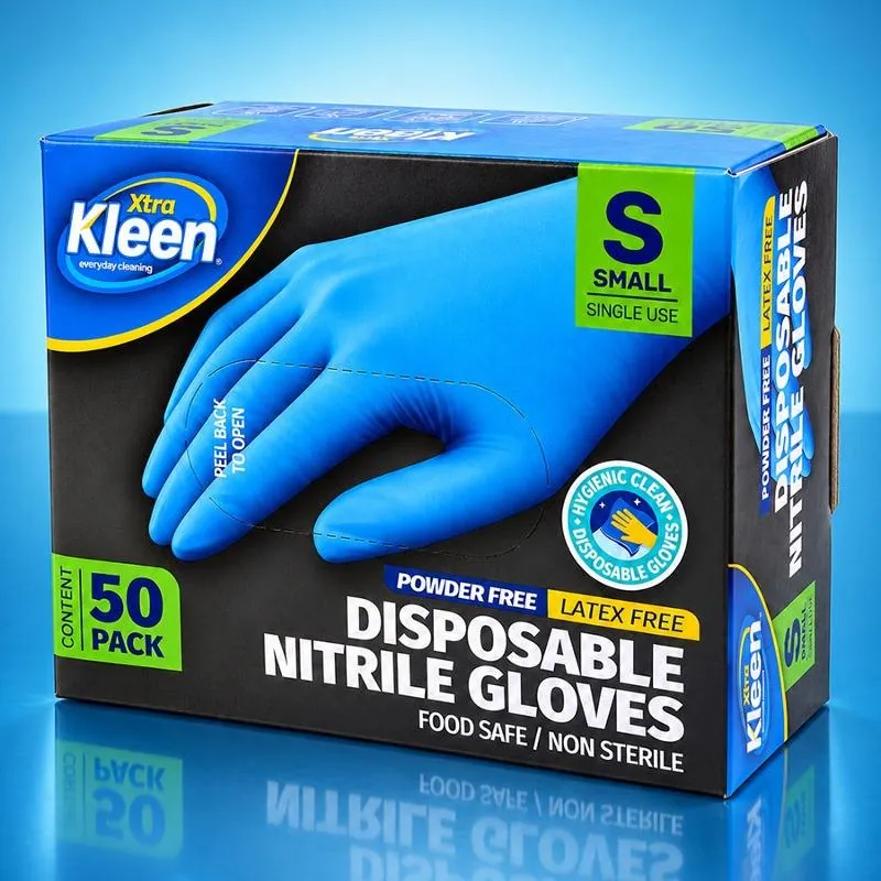 Gloves Powder Free Disposable - Nitrile - Blue - Small 50pk (Length 240mm X Palm Width 85mm X Thickness 0.10mm) – image 3