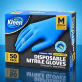 Gloves Powder Free Disposable - Nitrile - Blue - Medium 50pk (Length 240mm X Palm Width 95mm X Thickness 0.10mm) – image 3