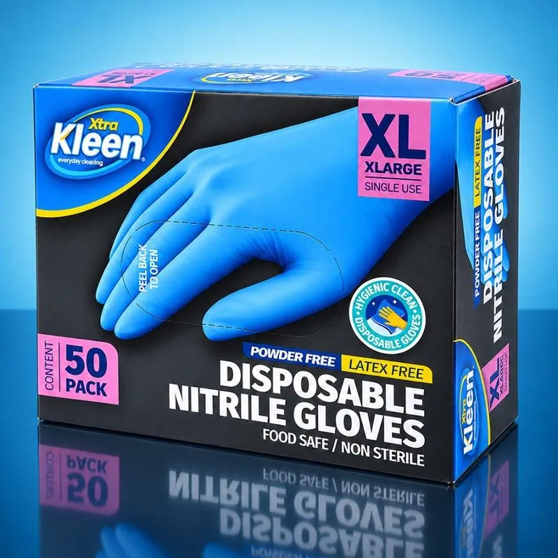 Gloves Powder Free Disposable - Nitrile - Blue - Large 50pk (Length 245mm X Palm Width 105mm X Thickness 0.10mm) – image 3