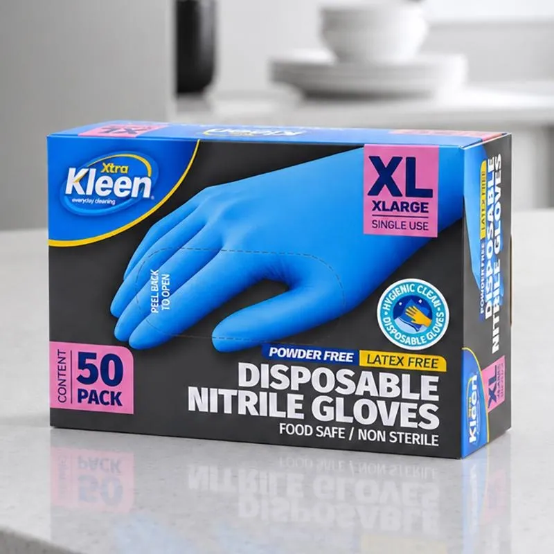 Gloves Powder Free Disposable - Nitrile - Blue - Large 50pk (Length 245mm X Palm Width 105mm X Thickness 0.10mm) – image 2