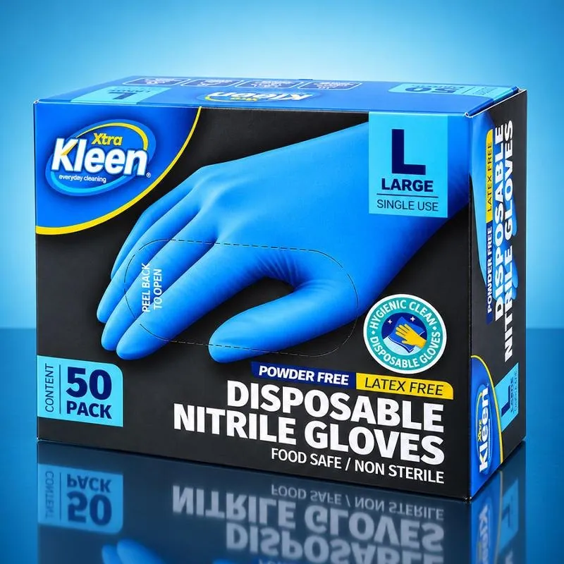 Gloves Powder Free Disposable - Nitrile - Blue - XLarge 50pk (Length 245mm X Palm Width 110mm X Thickness 0.10mm) – image 3