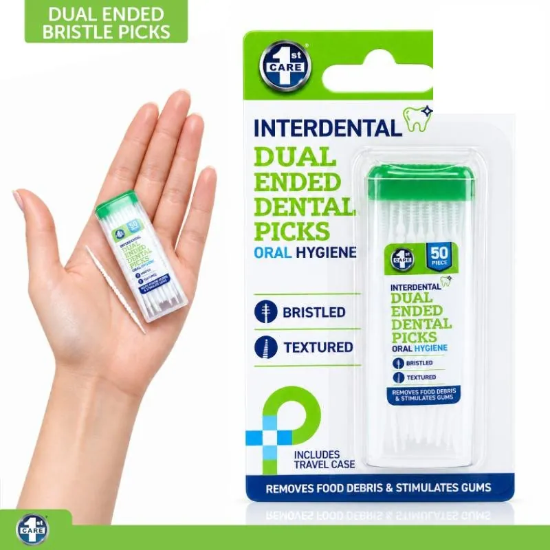 Interdental Dual-Ended Dental Picks 50pk - Includes Bristled & Textured Ends with Bonus Travel Case – image 4