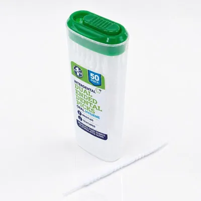 Interdental Dual-Ended Dental Picks 50pk - Includes Bristled & Textured Ends with Bonus Travel Case
