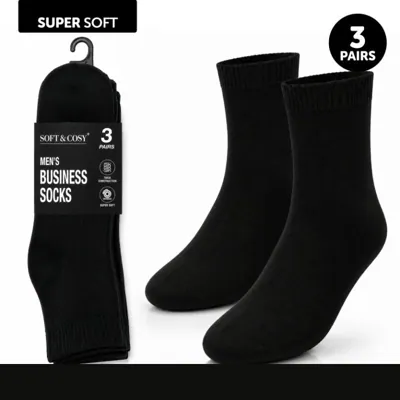 Socks Mens Heat Control Thermal Work Crew Cut Black 3pk