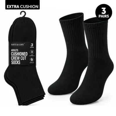 Socks Adult Cushioned Sportswear Crew Socks 3pk Black