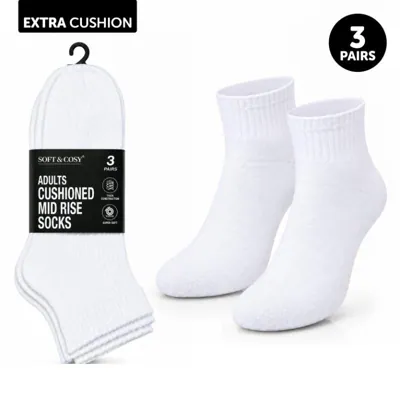 Socks Adult Mid Rise Extra Cushion 3pk White