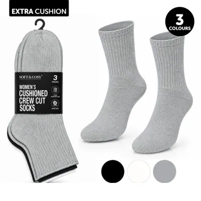Socks Women's Crew Socks Black, White & Grey 3pk