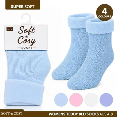 Socks Adults Teddy Brushed Bed Socks 4 Assorted Colours