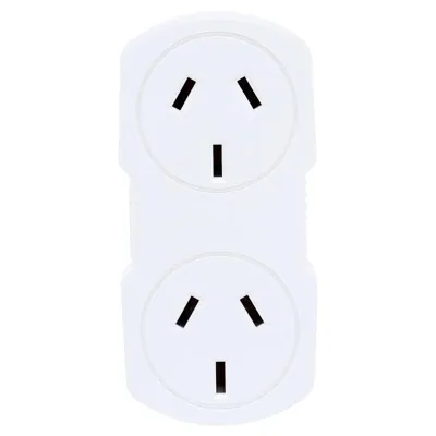Adapter Double (Vertical) White 240V 10A Max Load 2400W