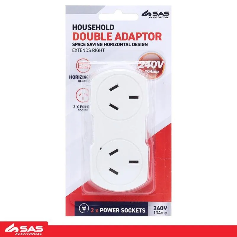 Adapter Double (Horizontal Right Hand) White 240V 10A Max Load 2400W – image 4