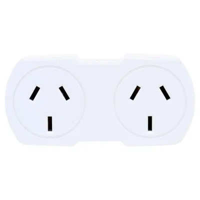Adapter Double (Horizontal Right Hand) White 240V 10A Max Load 2400W