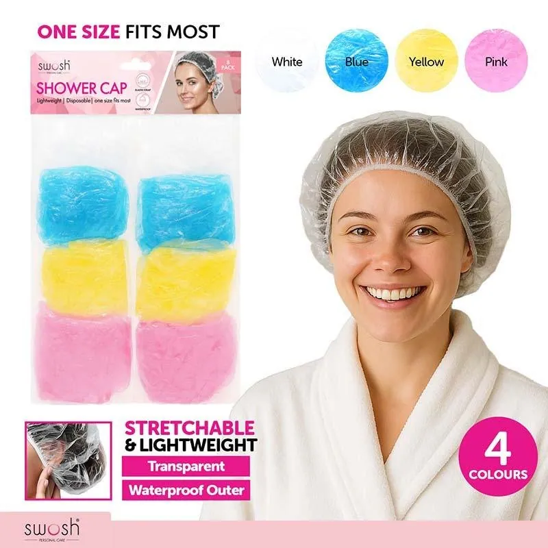Shower Cap 8pk – Pink, Clear, Blue, Yellow – image 3