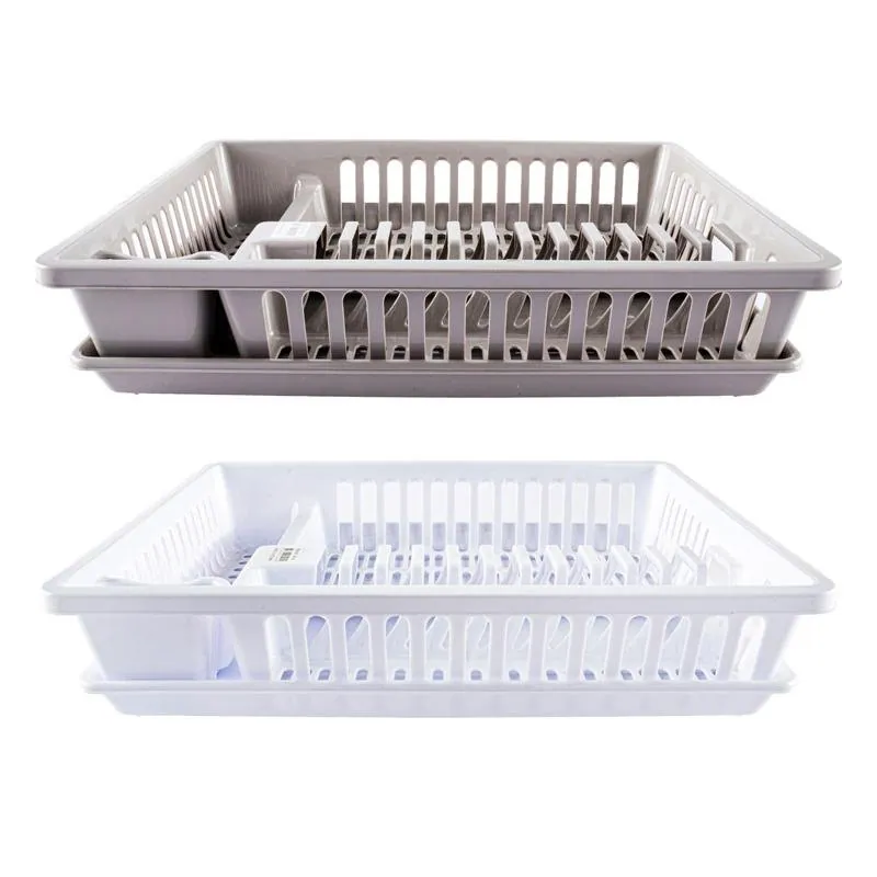 Dish Drying Rack with Tray 47cm X 36cm X 10cm - Assorted White & Grey – image 4