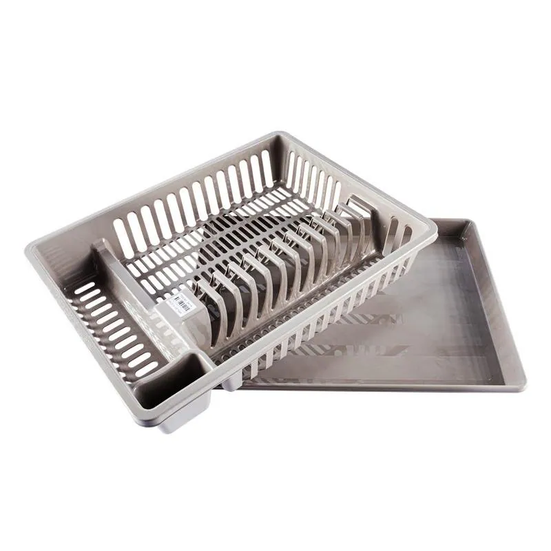 Dish Drying Rack with Tray 47cm X 36cm X 10cm - Assorted White & Grey – image 2