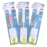 Baby Bottle & Teat Brush 2 in1 26cm X 5.5cm Pink, Blue & White – image 3