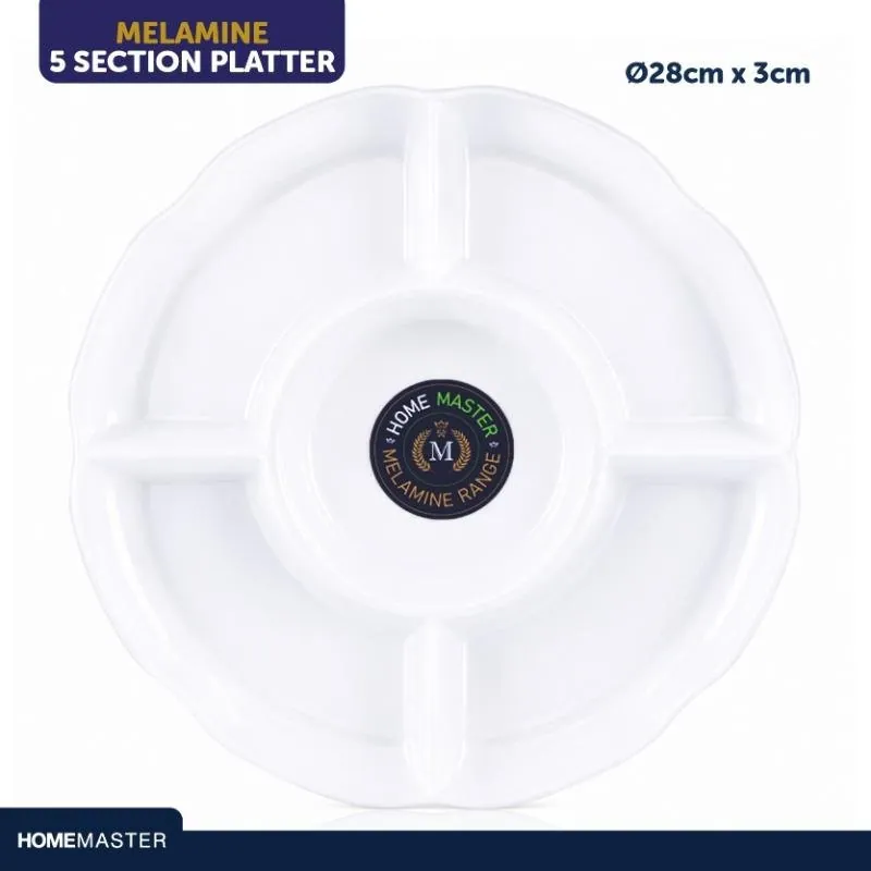 Melamine Platter Tray with 5 Section Divider Round Ø28cm X 3cm(h) - White – image 4
