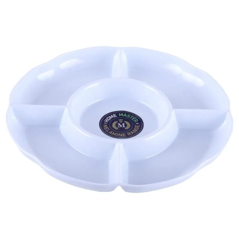 Melamine Platter Tray with 5 Section Divider Round Ø28cm X 3cm(h) - White – image 3