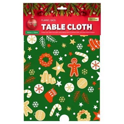 Table Cloth Flannel Backed Christmas 130cm X 175cm 4 Assorted Designs