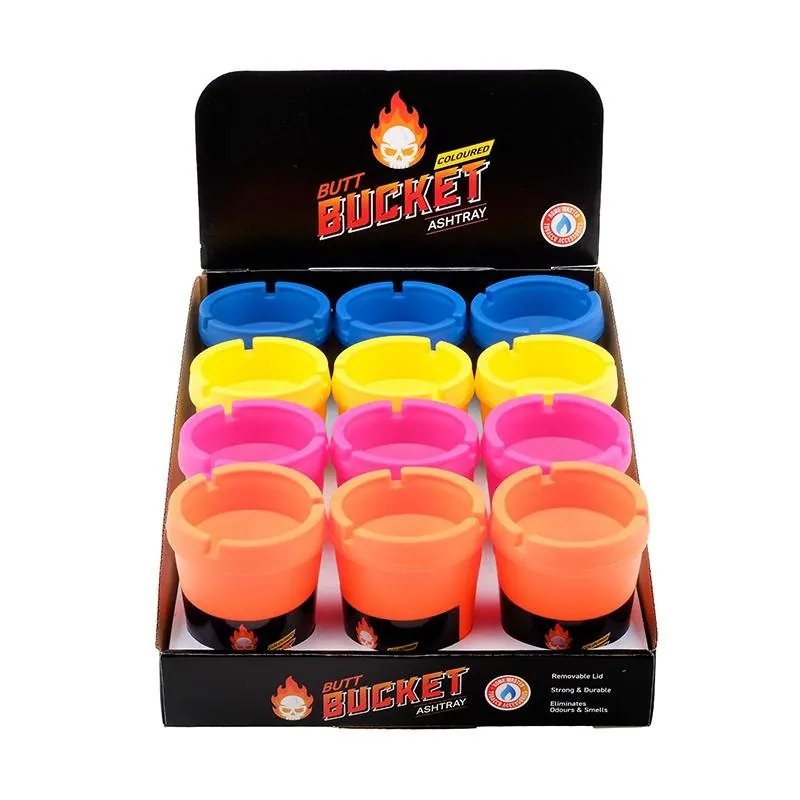Ashtray Butt Bucket with Removable Lid 11cm X 8cm - Assorted Colours – image 4