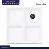 Melamine Platter Tray with 4 Section Divider Square 21cm X 2.5cm - White – image 4
