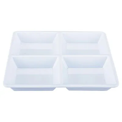 Melamine Platter Tray with 4 Section Divider Square 21cm X 2.5cm - White