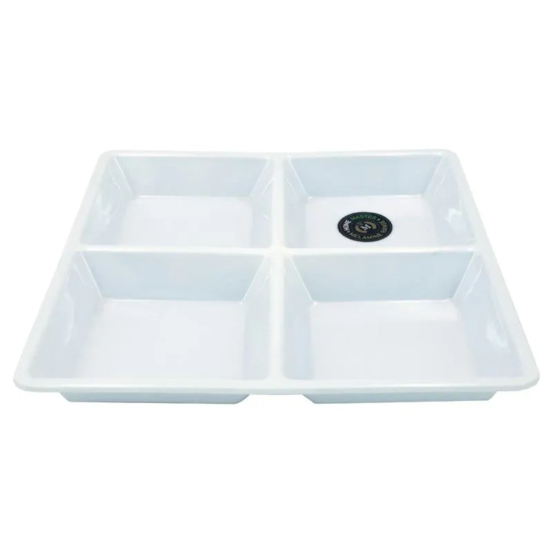 Melamine Platter Tray with 4 Section Divider Square 21cm X 2.5cm - White – image 3