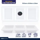 Melamine Platter Tray with 3 Section Divider Rectangular 33.5cm X 15.5cm X 2.5cm- White – image 4