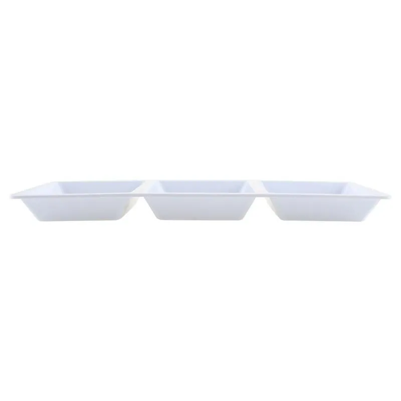 Melamine Platter Tray with 3 Section Divider Rectangular 33.5cm X 15.5cm X 2.5cm- White – image 2