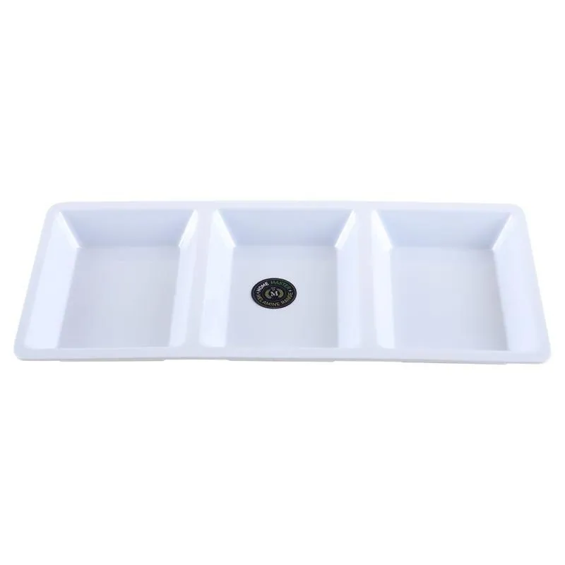 Melamine Platter Tray with 3 Section Divider Rectangular 33.5cm X 15.5cm X 2.5cm- White – image 3