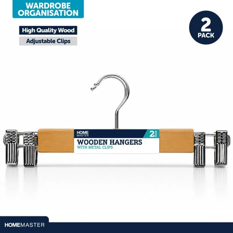 Coat Hanger Wooden with Clips 2pk – image 4