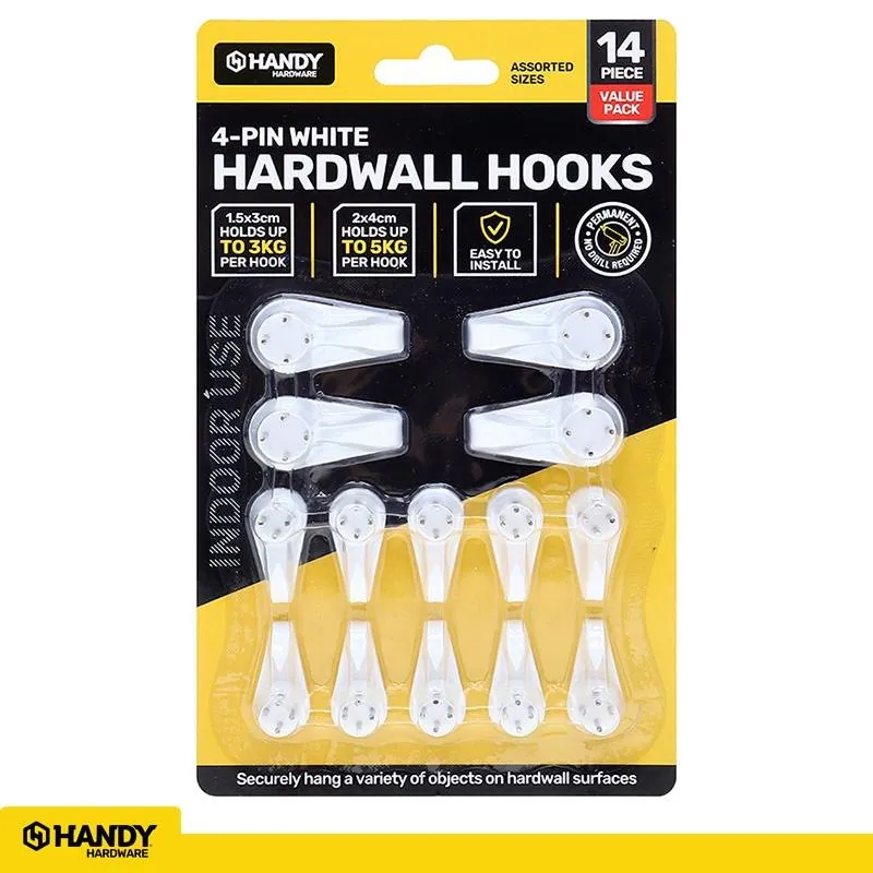 Hooks Hardwall Hangers Assorted Sizes 14pc (Holds Up To 5kg) – image 4