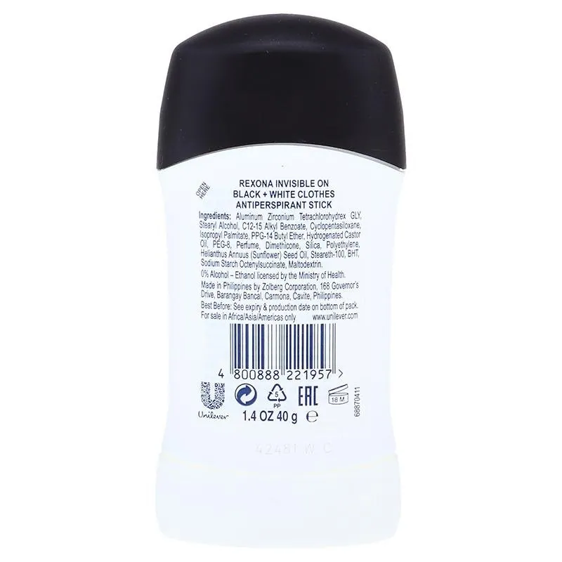Rexona Deodorant Stick - Invisible Black & White 40g (Women) – image 3