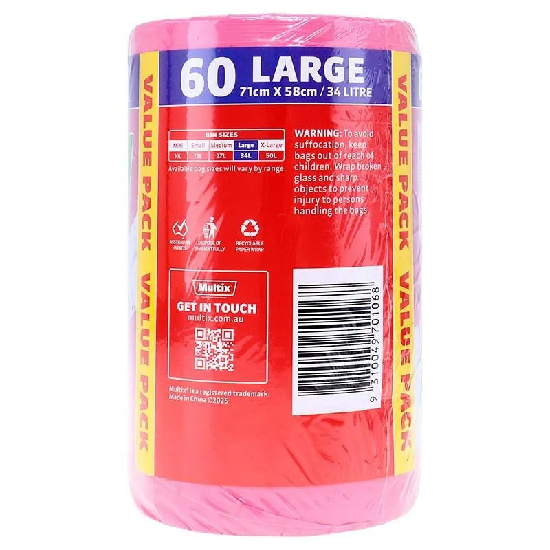 Multix Kitchen Tidy Bag Rose 34Ltr 60pk – image 2