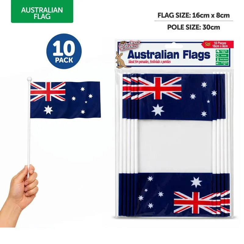 Australian Flags 10pk 16cm X 8cm Pole 0.5cm X 30cm – image 2