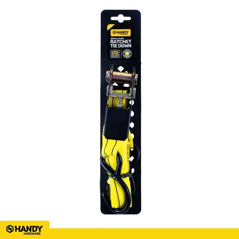 Ratchet Tie Down Yellow 4.5m X 25mm Max Weight 230kg – image 4