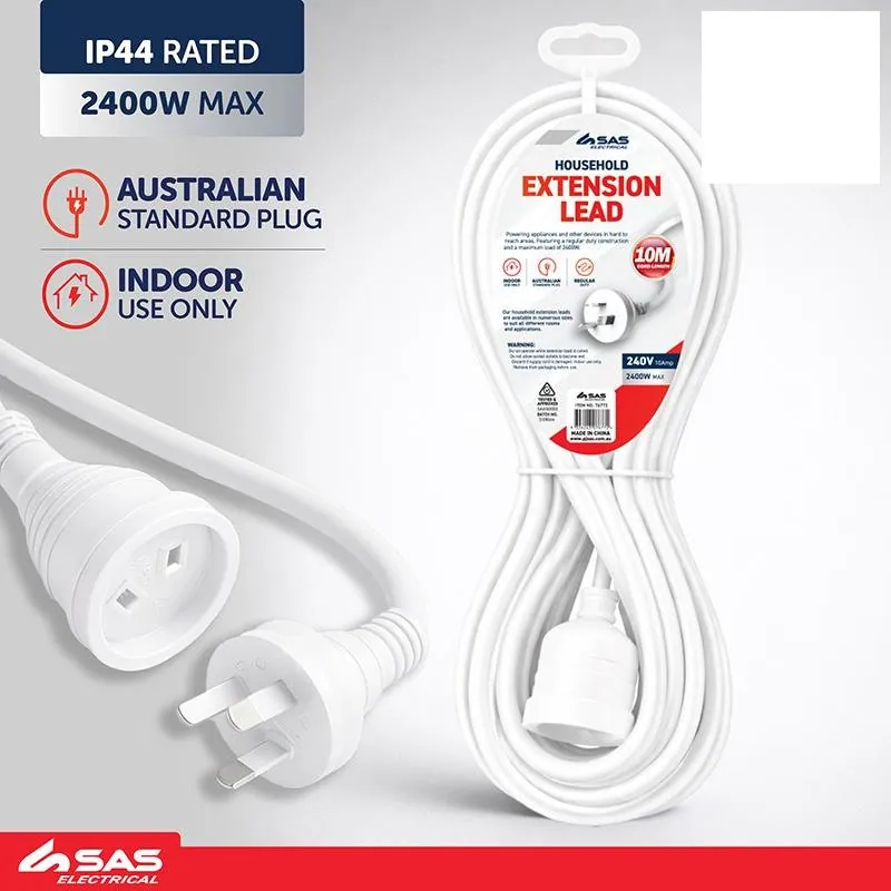 Extension Lead 10 Metre White 240V 10A Max Load 2400W – image 4