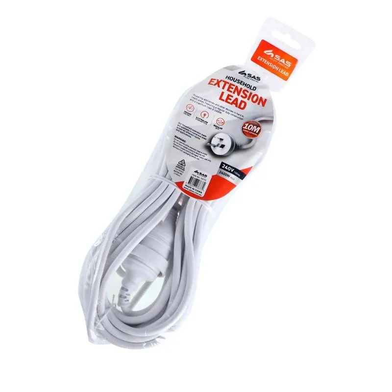 Extension Lead 10 Metre White 240V 10A Max Load 2400W – image 3