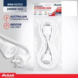 Extension Lead 5 Metre White 240V 10A Max Load 2400W – image 4