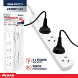 Power Board 4 Outlets 1 Metre Cord White 240V 10A Max Load 2400W – image 4