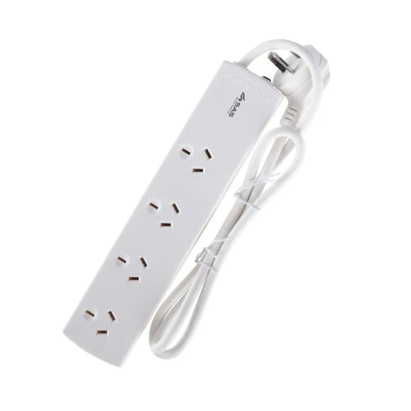 Power Board 4 Outlets 1 Metre Cord White 240V 10A Max Load 2400W – image 2