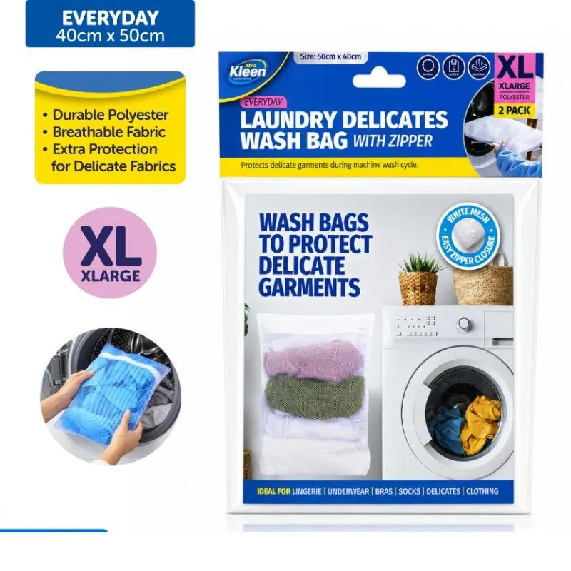 Laundry Delicates Wash Bag with Zipper - X Large 40cm X 50cm 2pk - White – image 4
