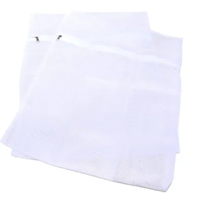 Laundry Delicates Wash Bag with Zipper - X Large 40cm X 50cm 2pk - White