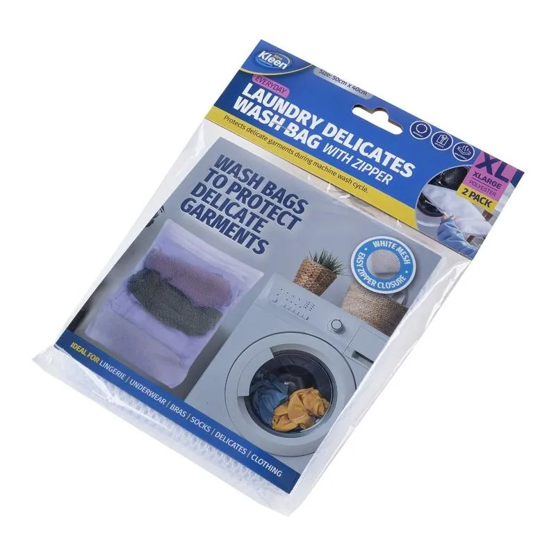 Laundry Delicates Wash Bag with Zipper - X Large 40cm X 50cm 2pk - White – image 3