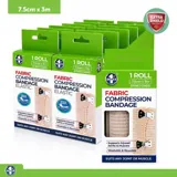 Compression Elastic Bandage Roll Includes 2 Clips 7.5cm X 1m Unstretched - Streches Up To 3m* - Fabric – image 4