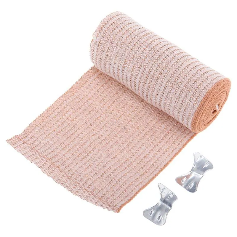 Compression Elastic Bandage Roll Includes 2 Clips 7.5cm X 1m Unstretched - Streches Up To 3m* - Fabric – image 2