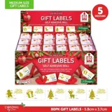 Gift Tag Adhesive Christmas 80pk 3.3cm X 5.7cm 5 Assorted Designs – image 4